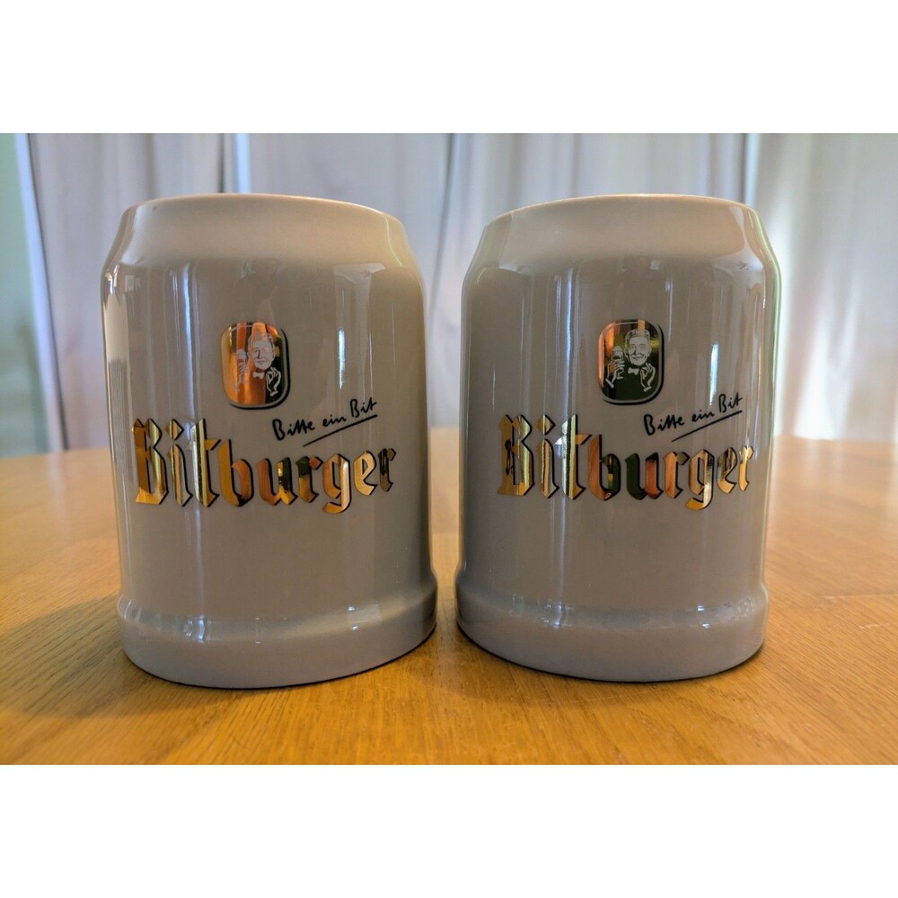 Pair Bitburger 0.5L Rastal Beer Stein Octoberfest Ceramic Mug Made  Germany VTG